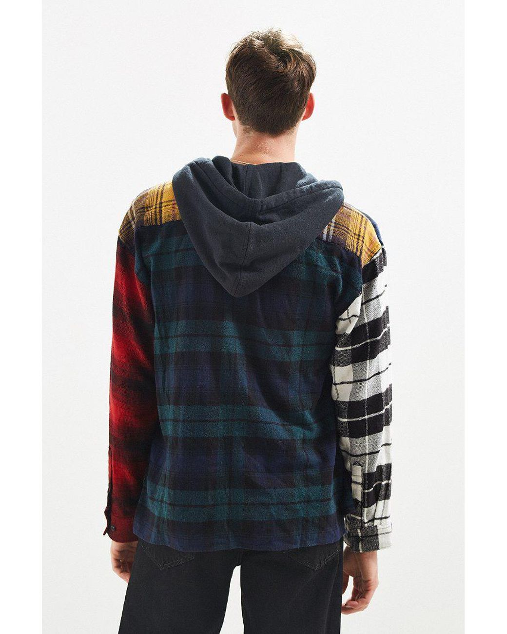 Urban outfitters flannel hoodie hotsell