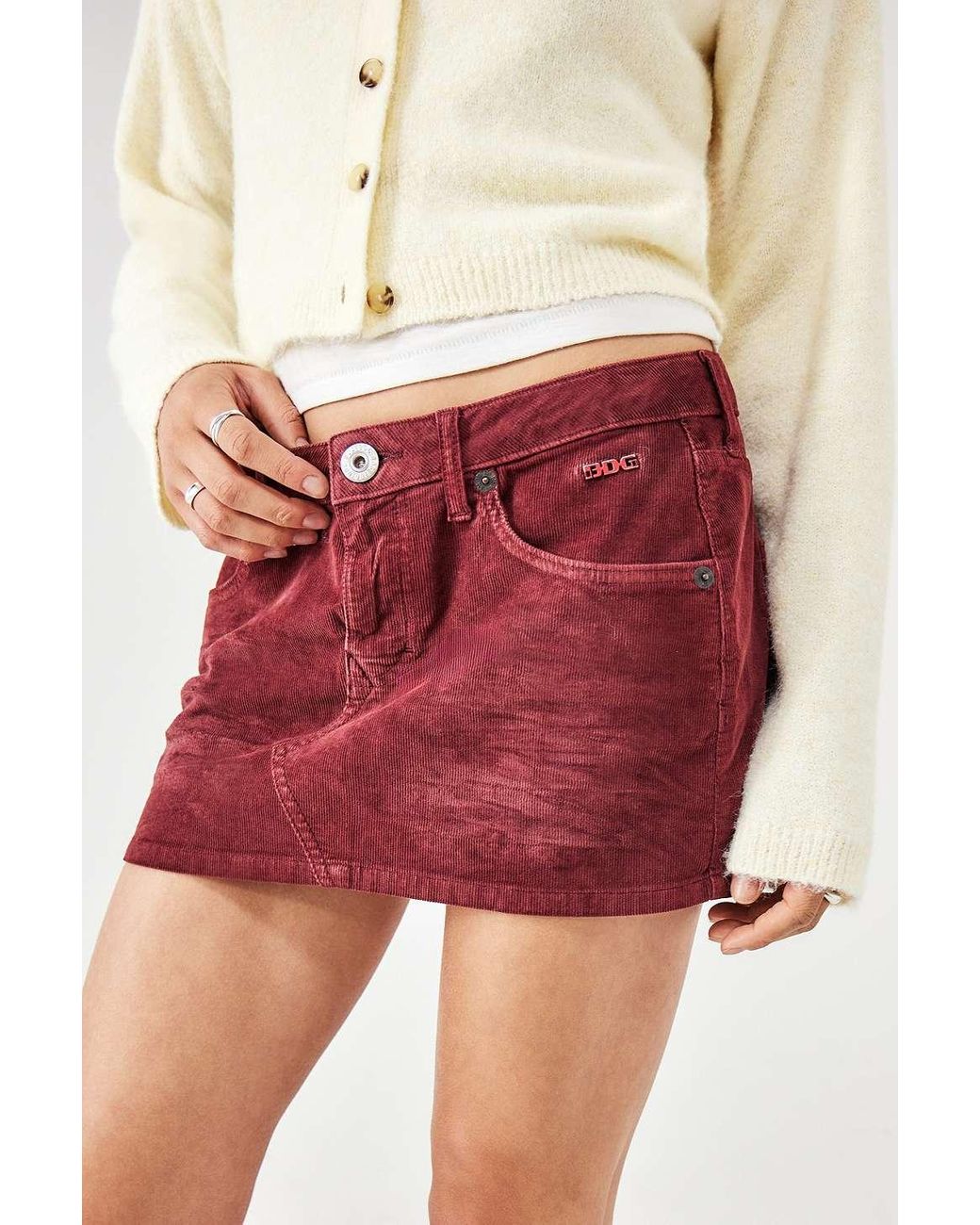Maroon corduroy mini skirt outlet