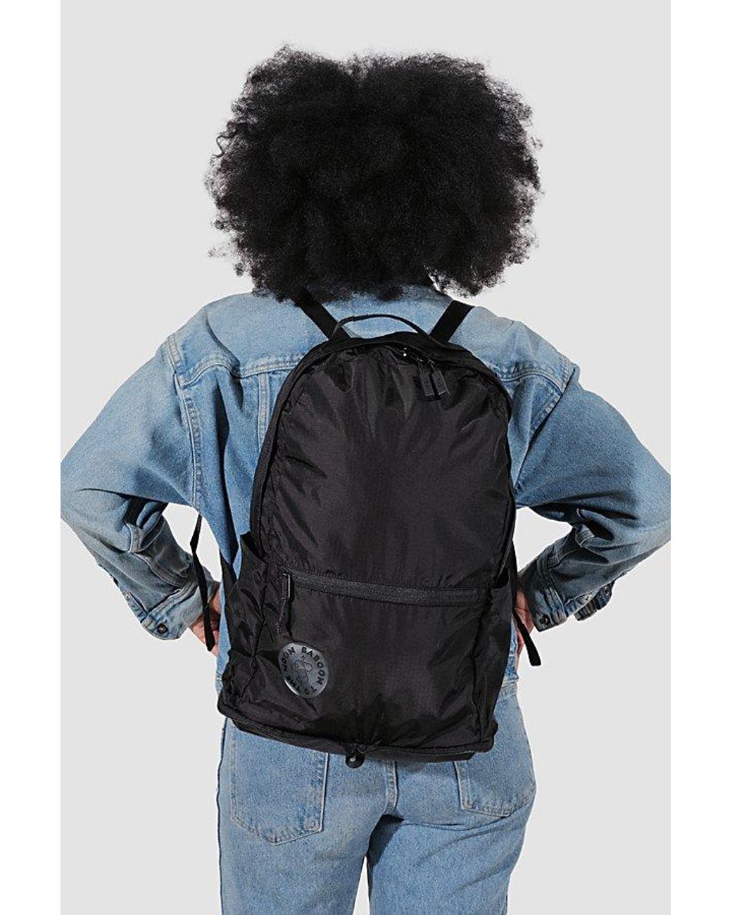 BABOON TO THE MOON Black Packable Backpack