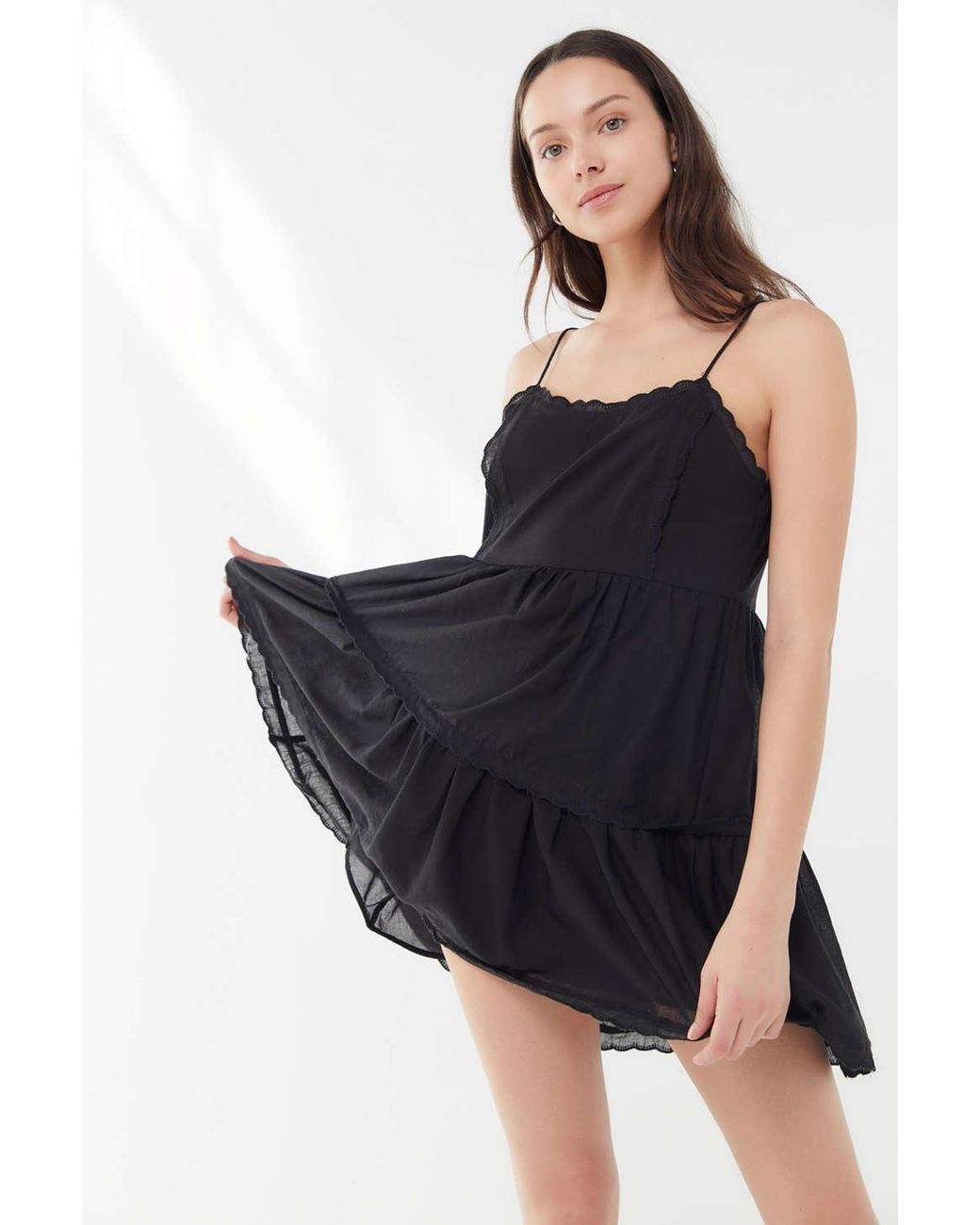 Uo hanna scallop babydoll mini dress sales