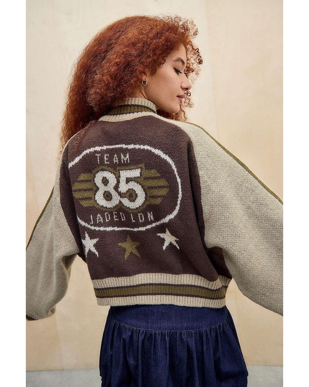 jaded London ニット　アウター Jaded London Knit Bomber Jacket in Brown | Lyst UK