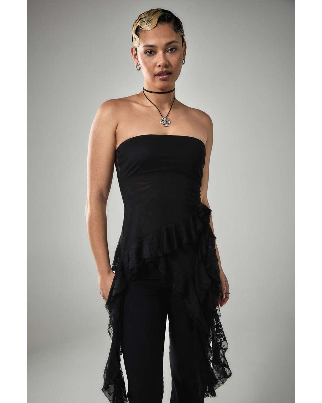 Urban Outfitters Uo Juliette Corsage Bandeau Top In Black At | Lyst