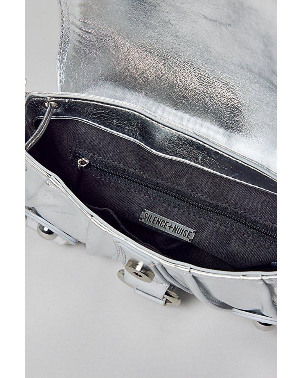 Silence + Noise Jenn Metallic Shoulder Bag in Gray | Lyst