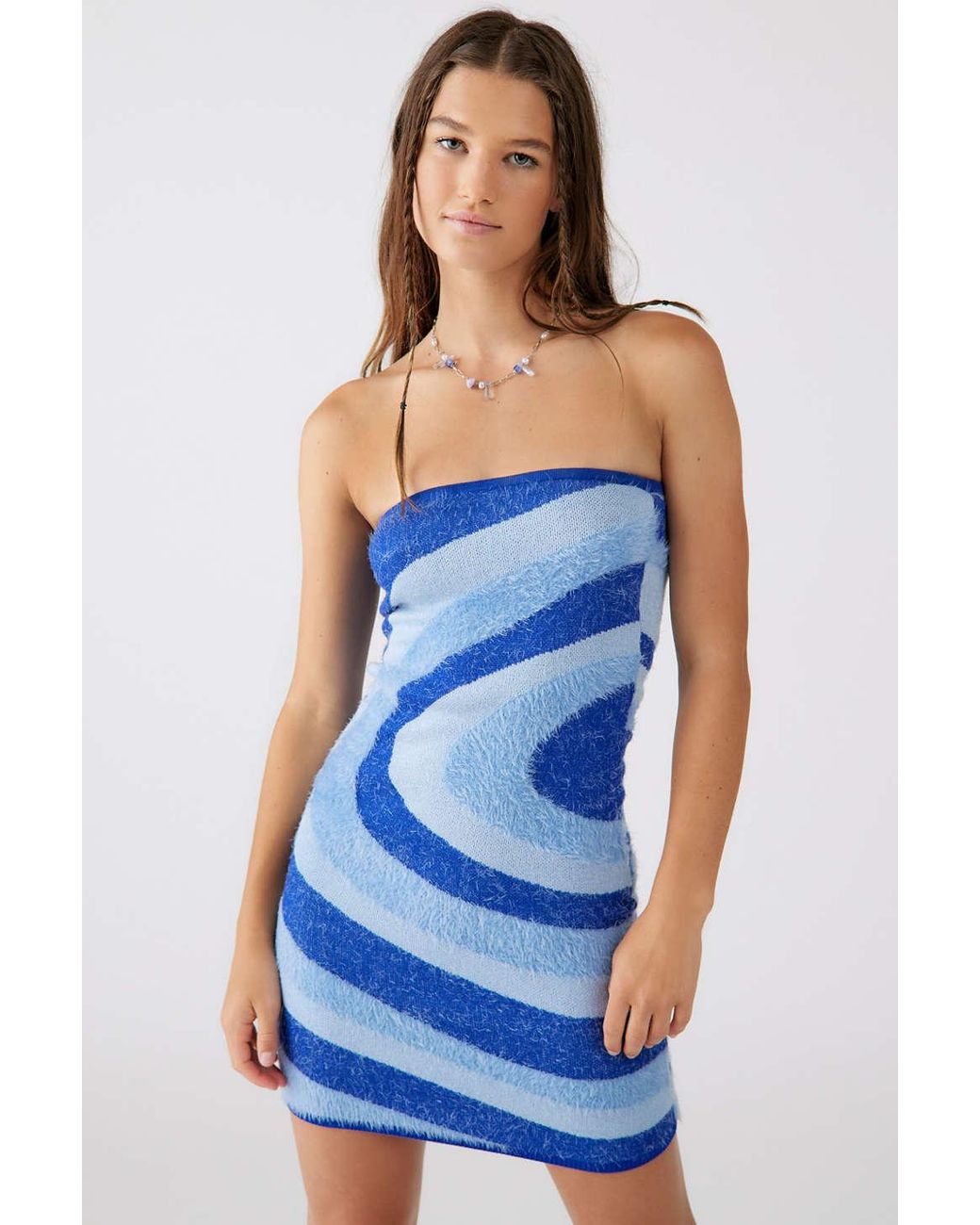 Blue boob tube dress cheap