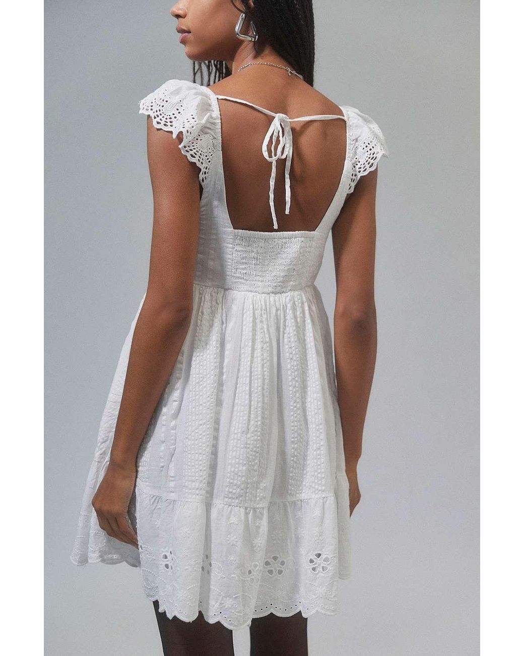 Urban Outfitters Uo Wildflower Lace Babydoll Mini Dress in Grey | Lyst UK