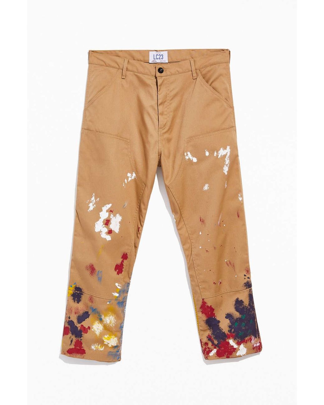 LC23 Paint Splatter Double Knee Work Pant in Natural for Men | Lyst