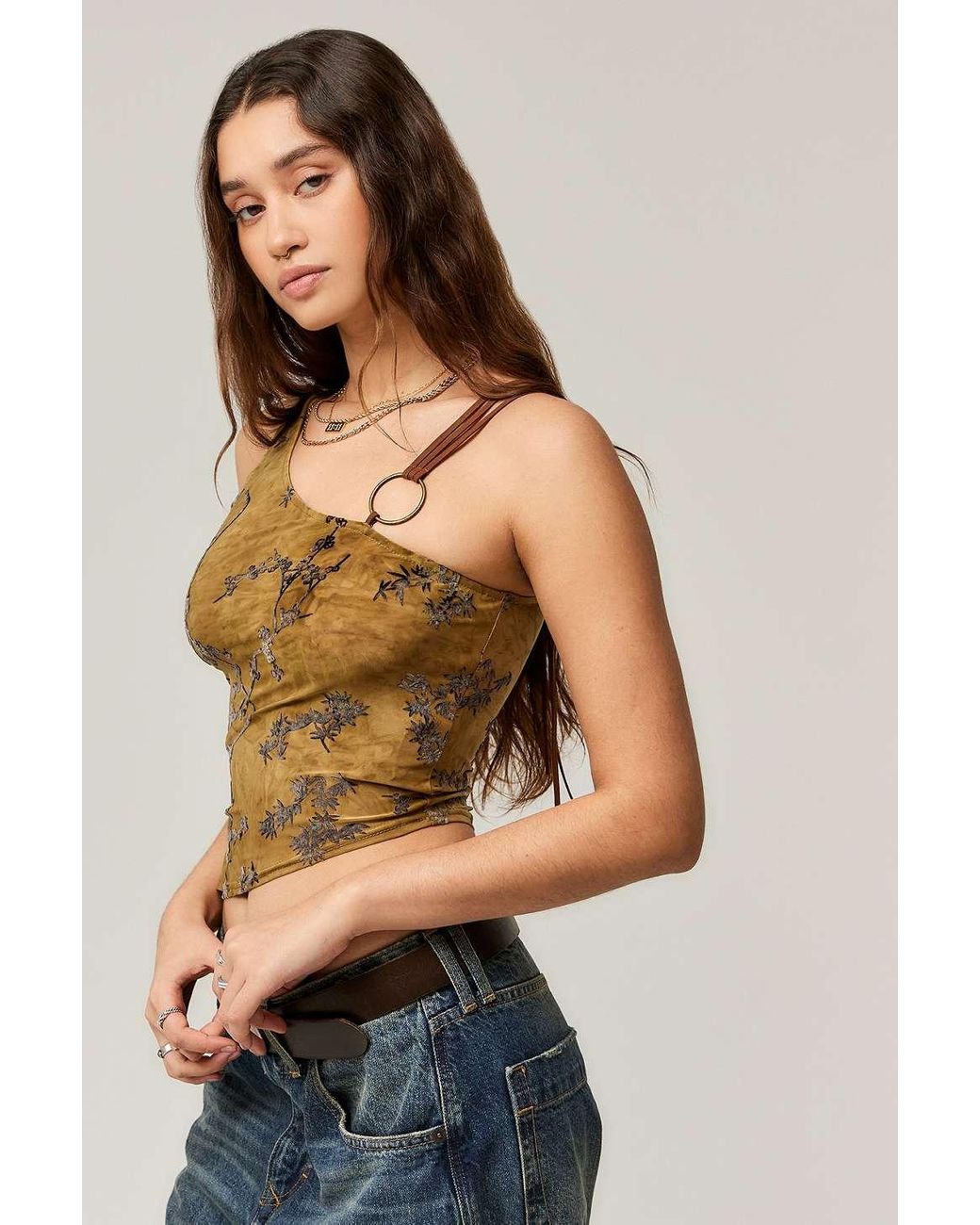 【JADED LONDON】Theodora Asymmetric Top（送料込み） jaded-london-Khaki-Ophidian-