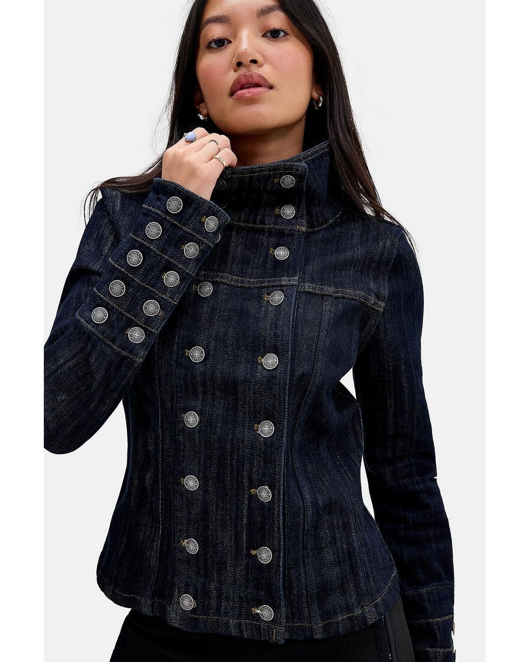Jaded London Blue Wynona Funnel Neck Denim Jacket