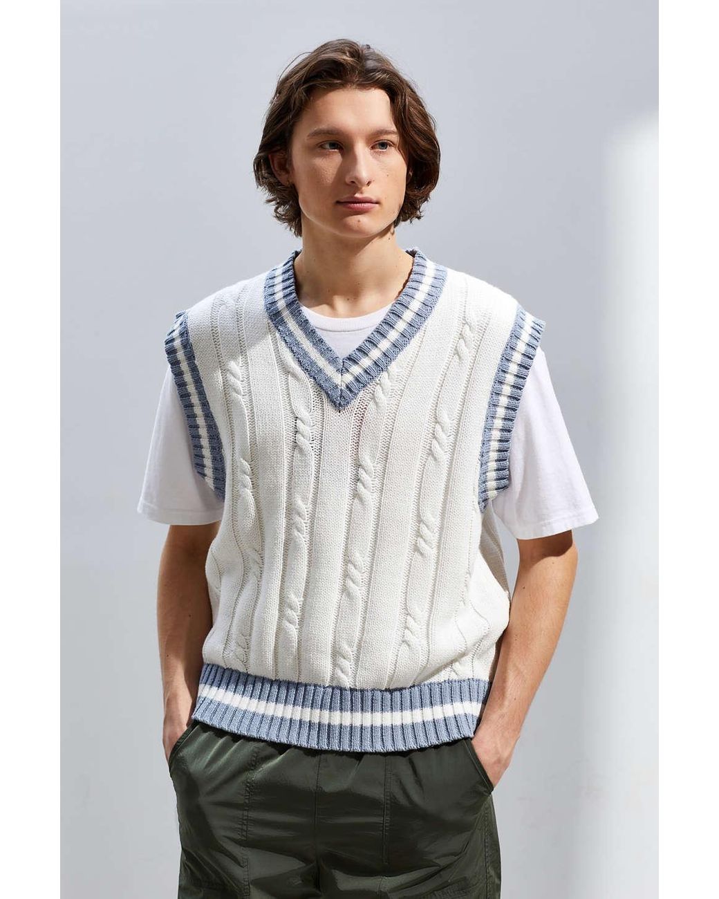 Urban Outfitters Cotton Uo Otto Sweater Vest in White for Men | Lyst