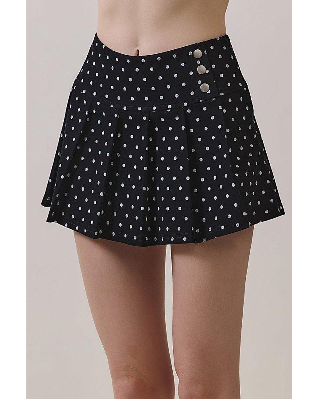 Personal Code Black Mabel Polka Dot Pleat Mini Skort