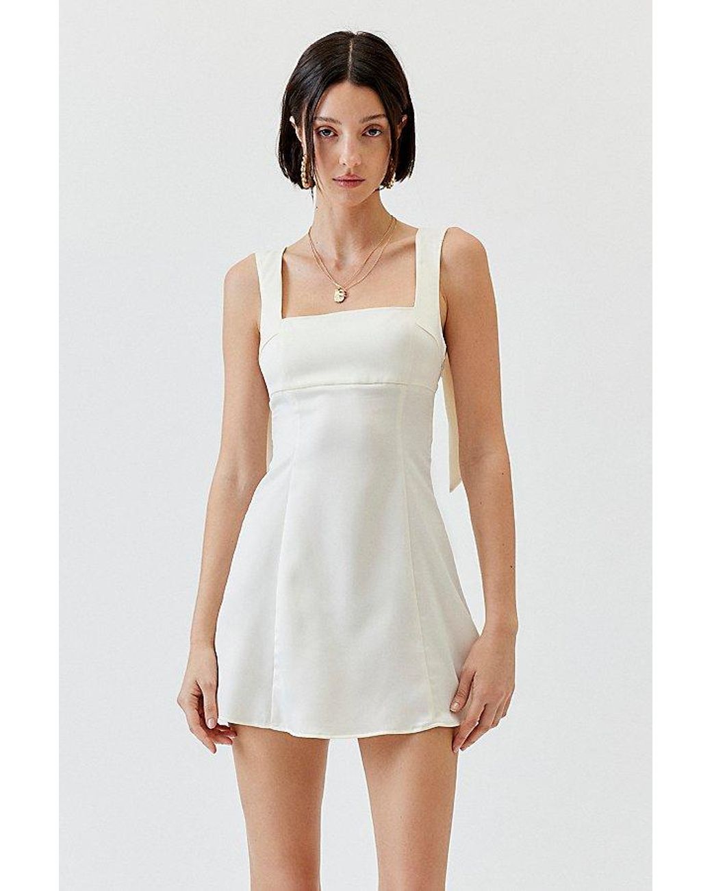 urban outfitters bri double bow satin mini dress Urban Outfitters Uo Bri Double Bow Satin Mini Dress in Purple