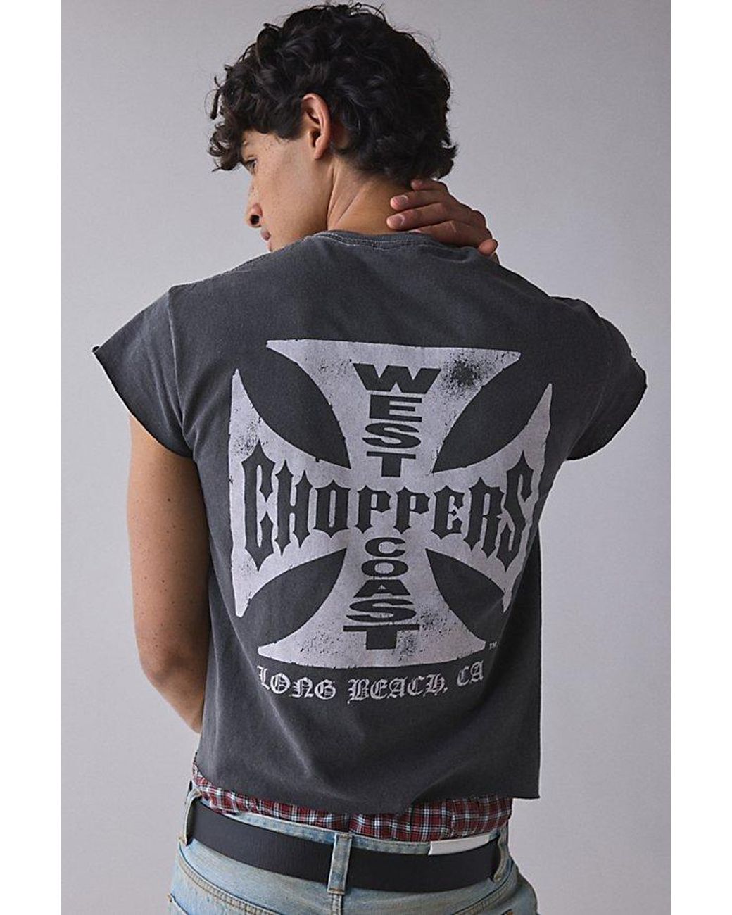 Urban Outfitters West Coast Choppers Cutoff Muscle Tee in Black