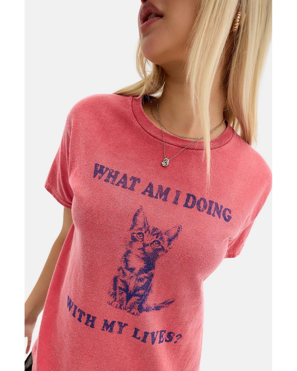Urban Outfitters Pink Uo Cats Lives Relaxed T-shirt