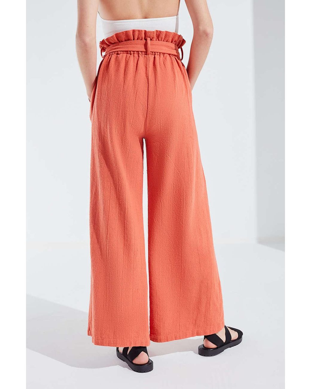 Cotton Uo Bennie Paperbag Wide-leg Pant 