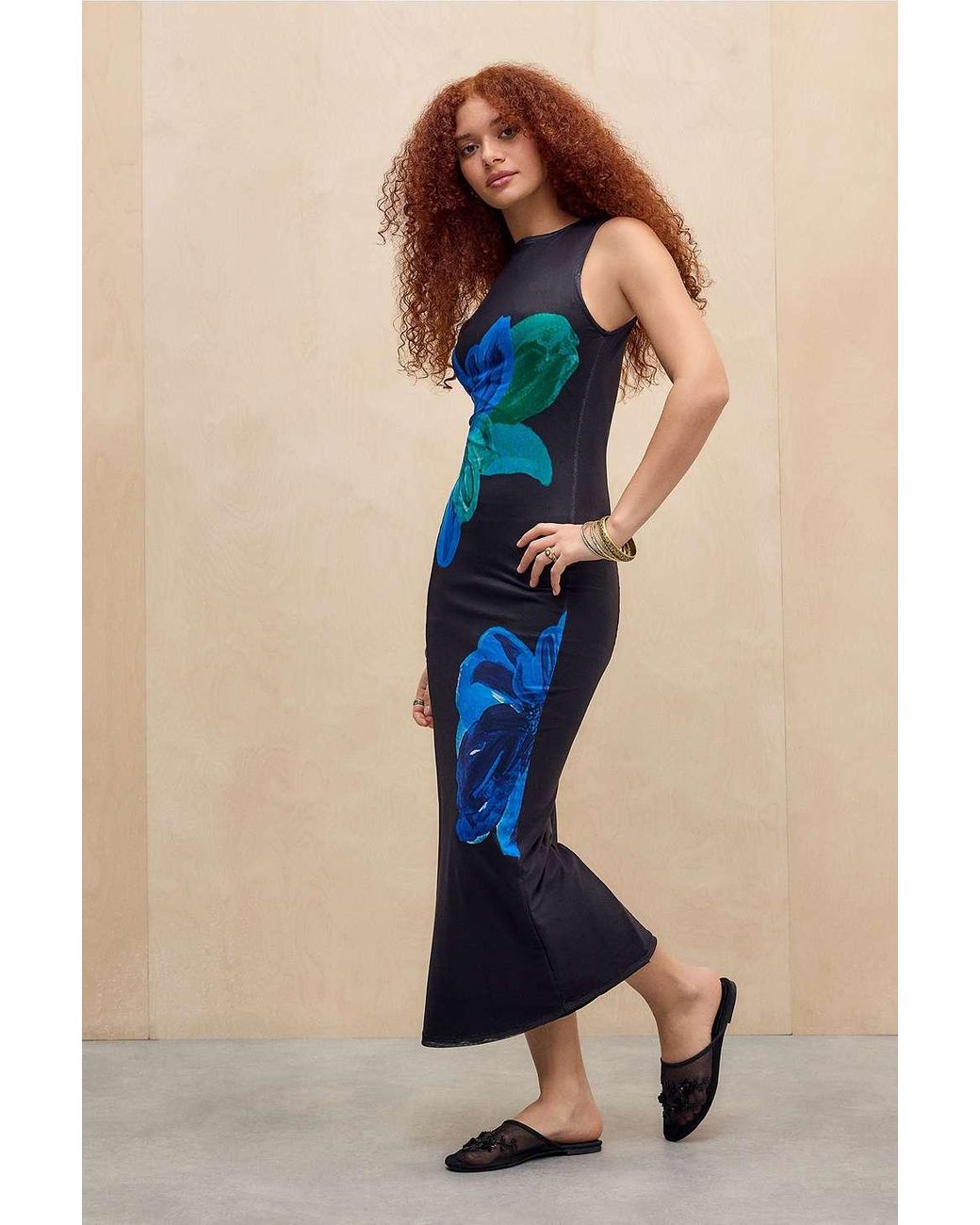 Motel Fayola Column Maxi Dress in Blue | Lyst UK