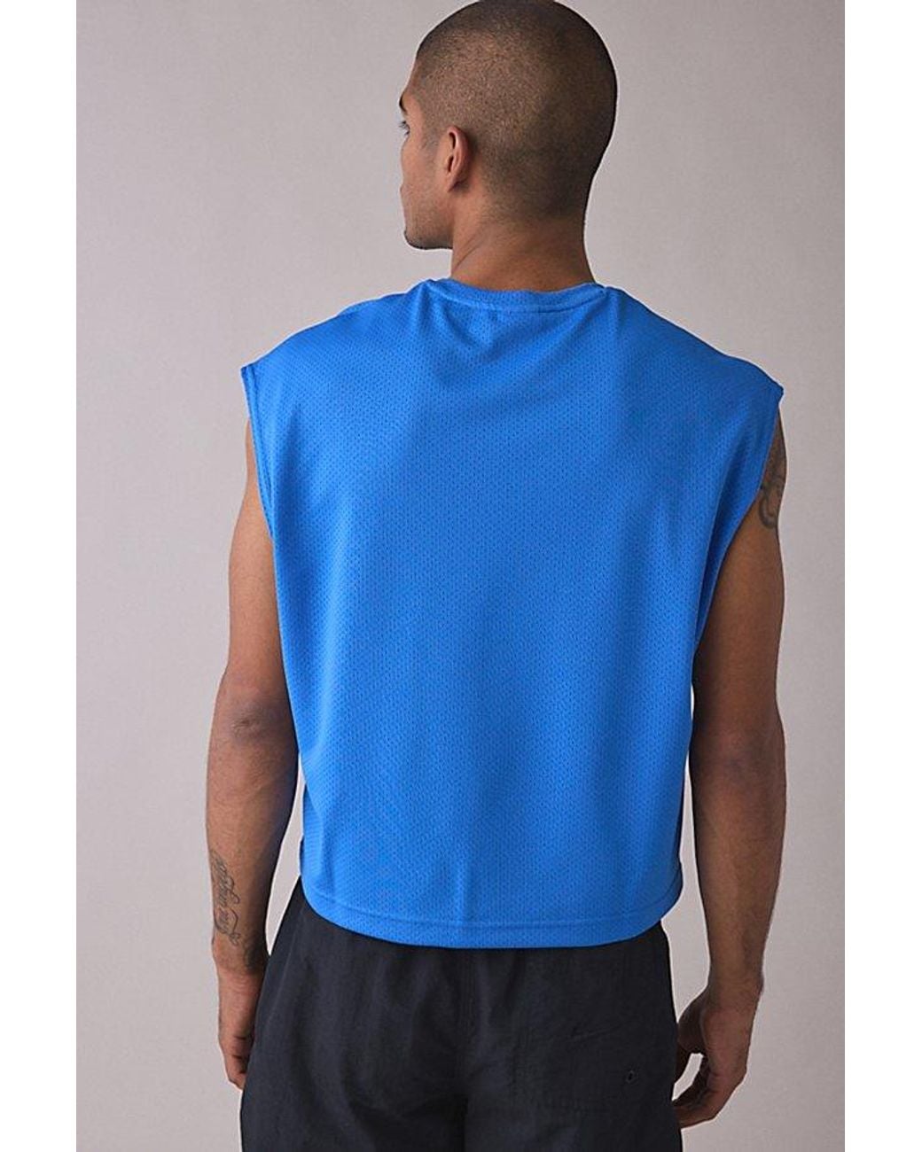 Nike Blue Cropped Mesh Tank Top for men