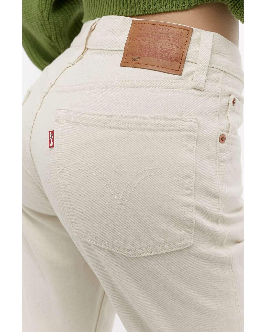 Levi's 501 Original Ecru Denim Crop Jeans | Lyst UK