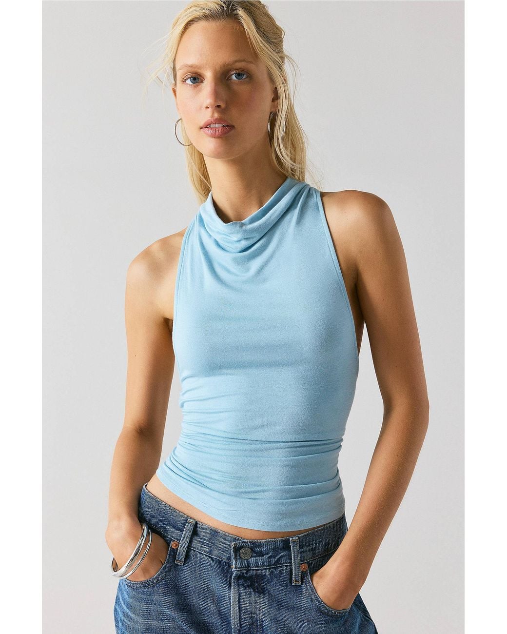 Urban Outfitters Blue Uo Tear It Up Twisted Tank Top