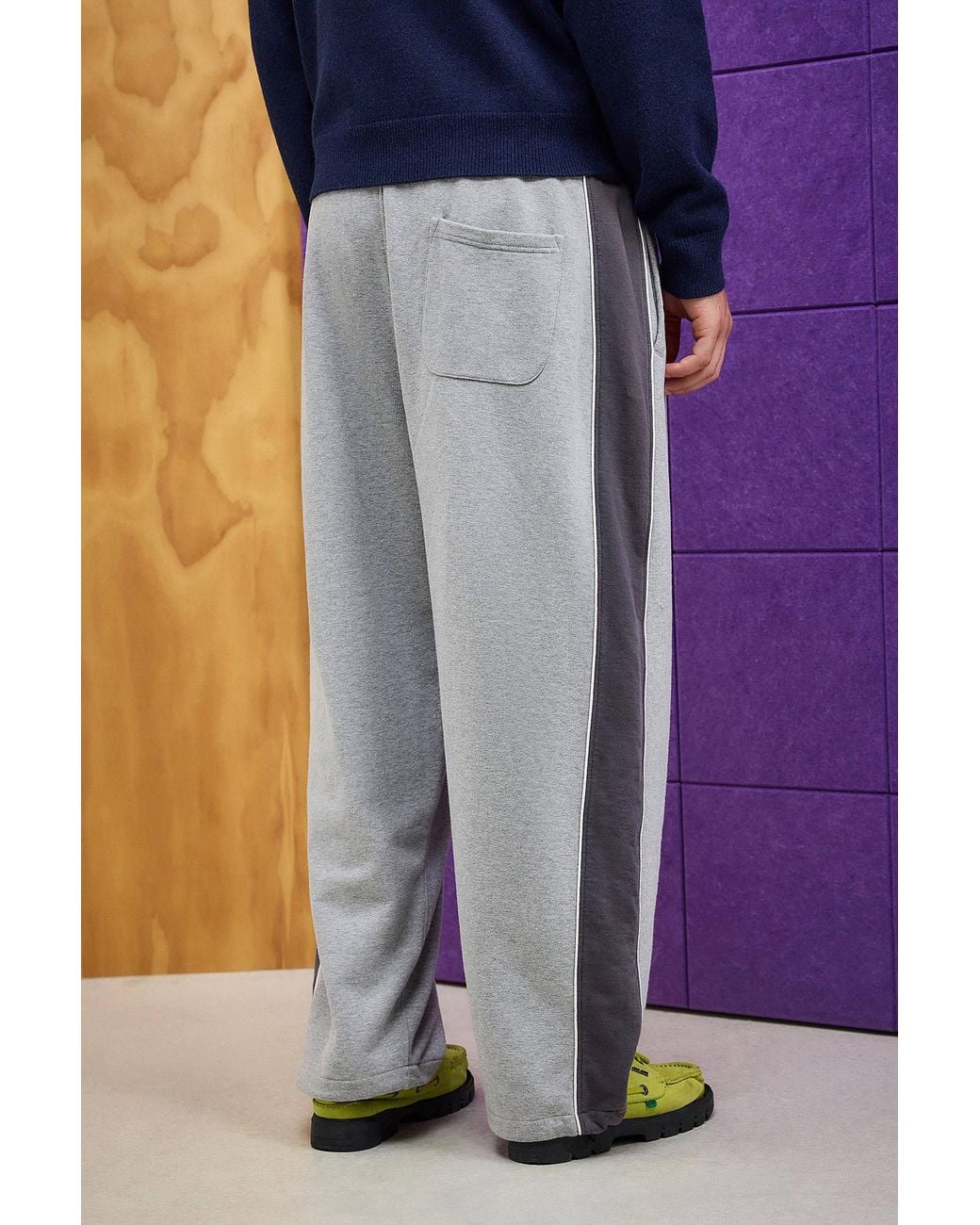 iets frans Gray Grey Panelled Harri Baggy Joggers for men