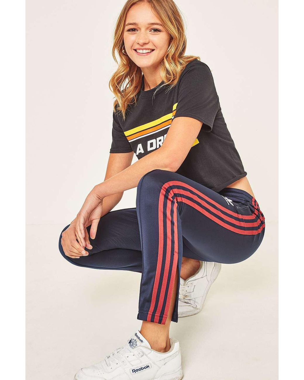Adidas red stripes pants top