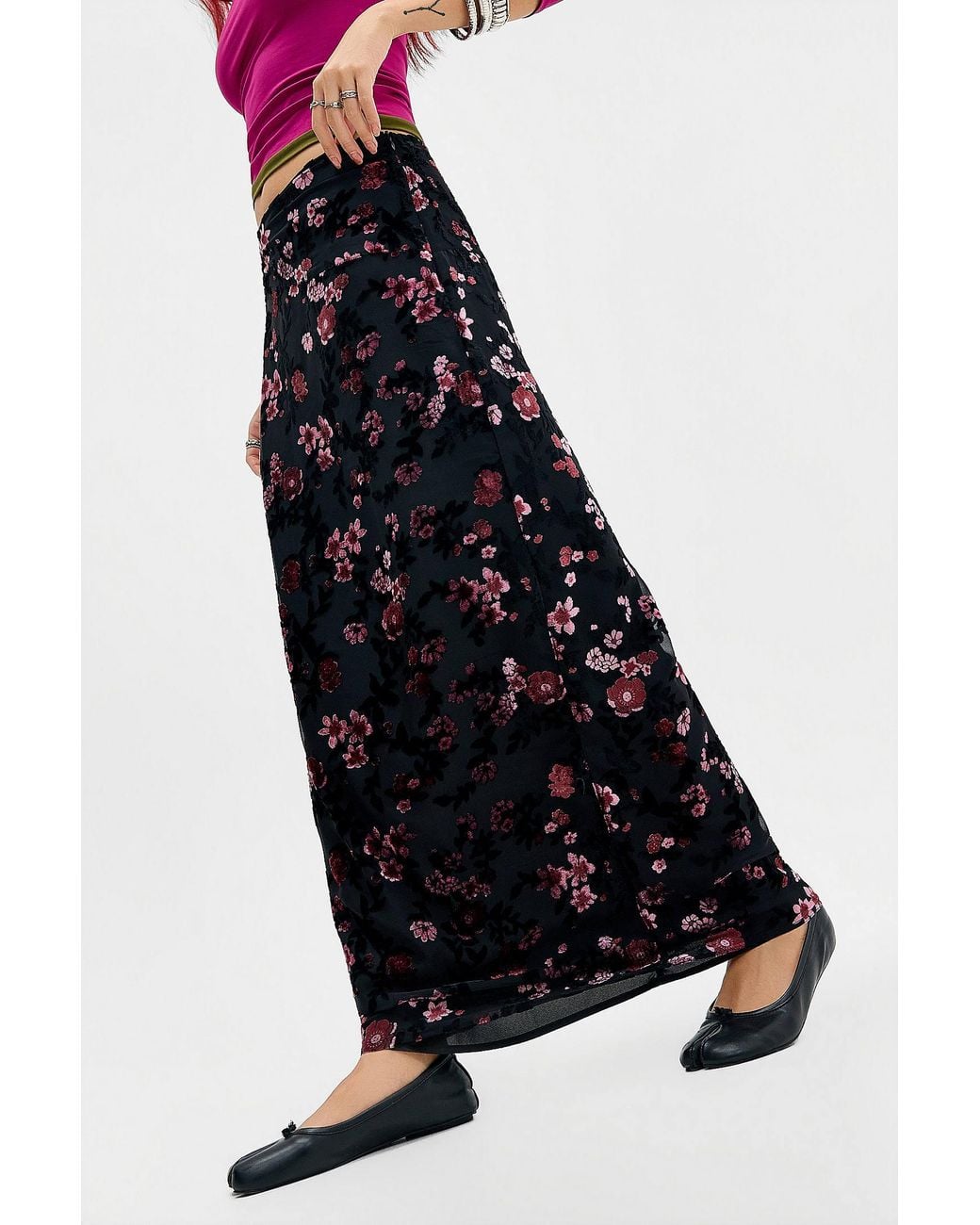 Motel Blue Nirbana Devore Maxi Skirt