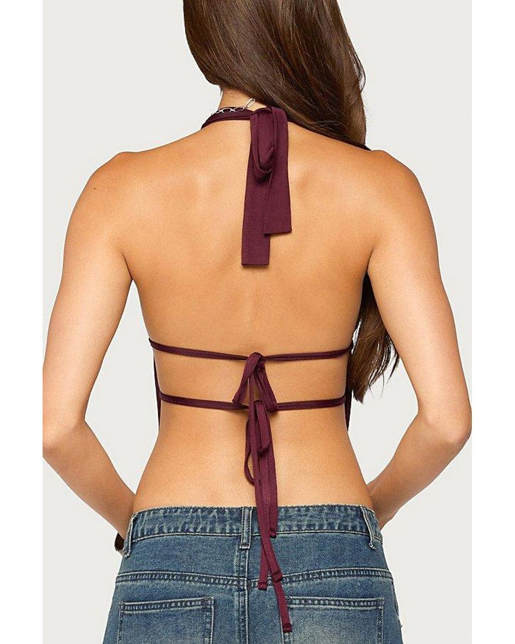 Edikted Purple Eina Cowl Neck Halter Top