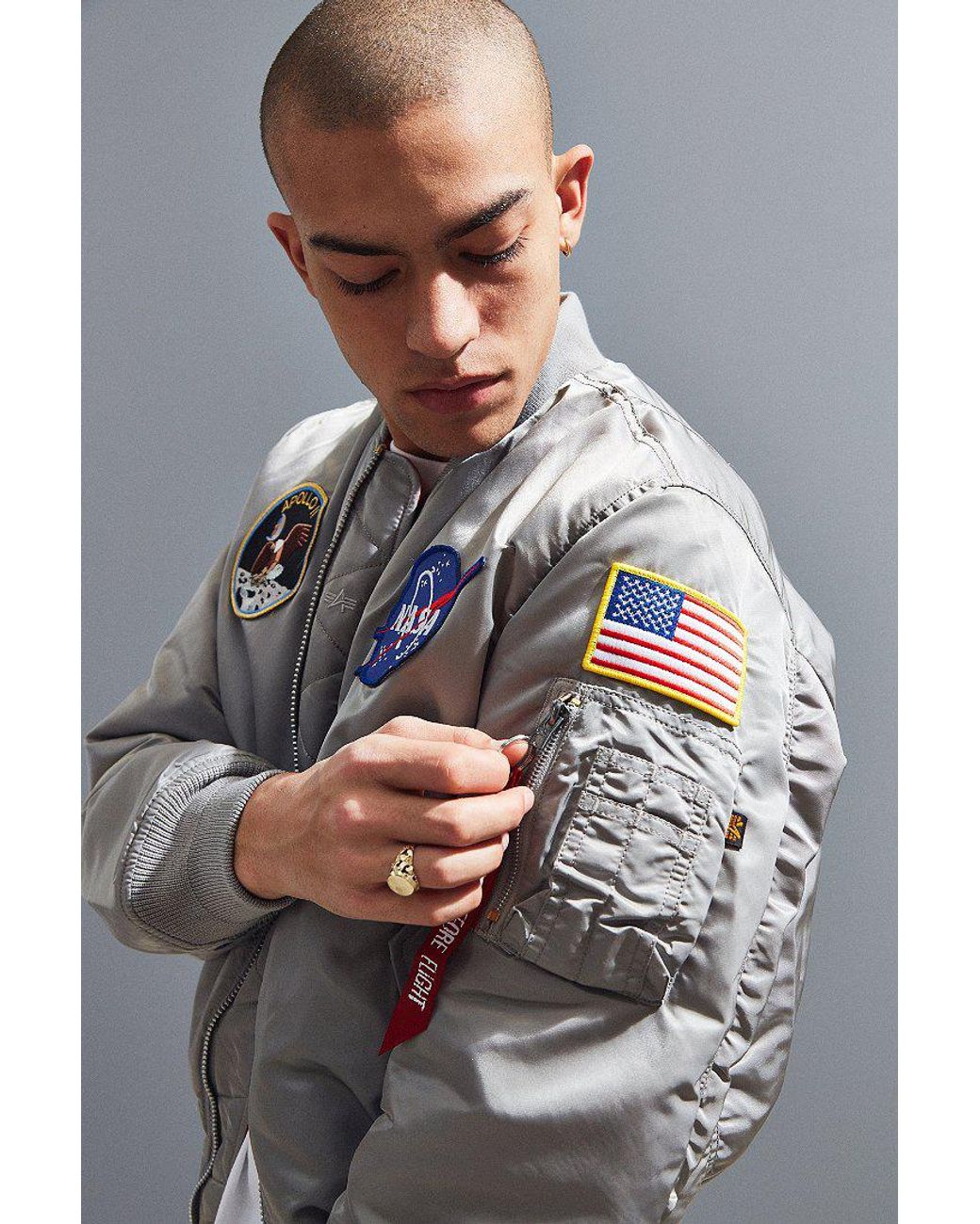 Alpha Industries Alpha Industries Apollo Ma 1 Bomber Jacket in Grey for Men Lyst Canada