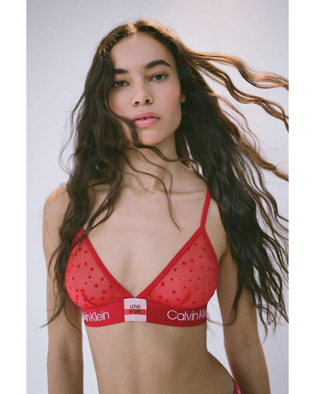 Calvin Klein Uo Exclusive Mesh Heart Bralette in Red