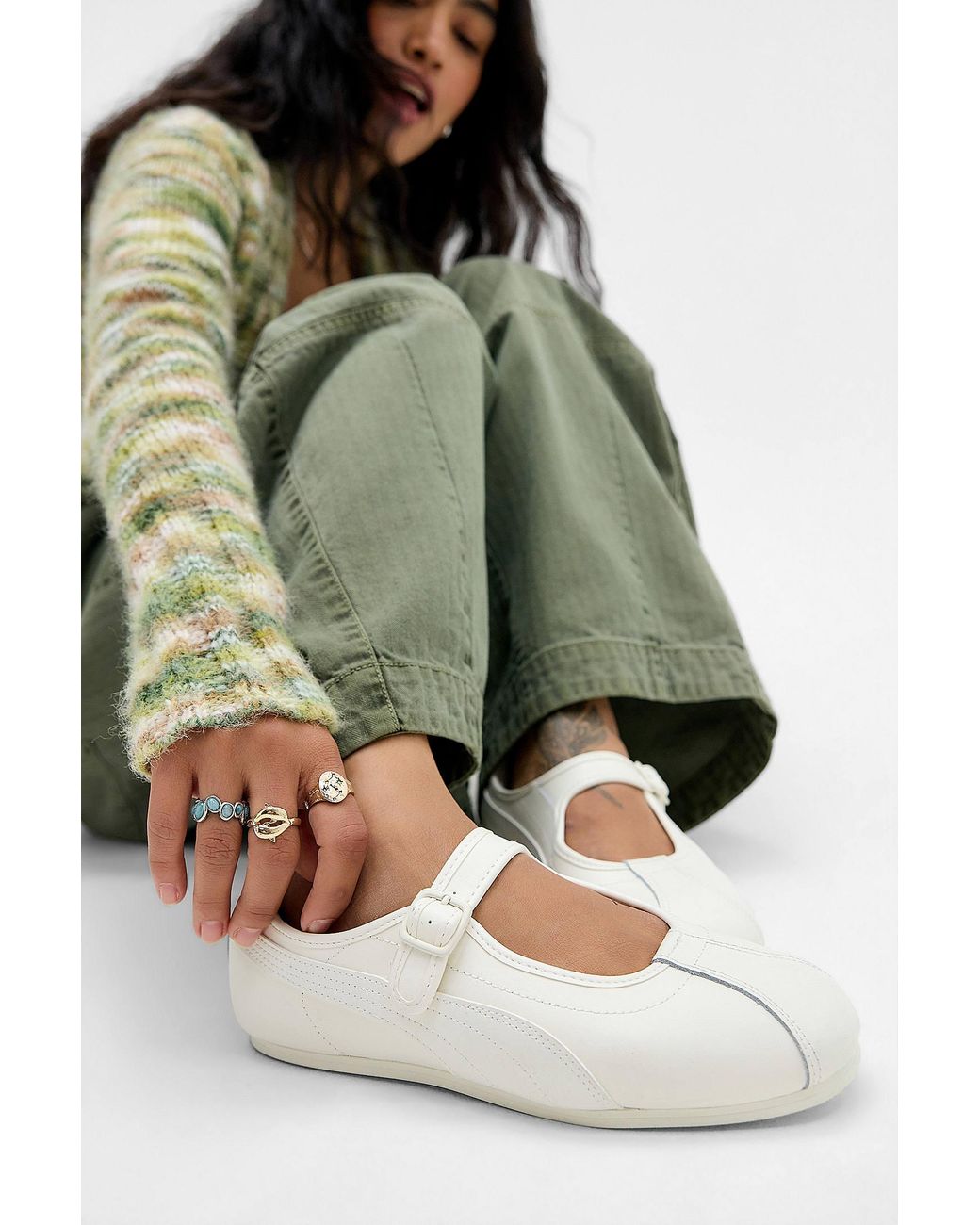 PUMA Green White Tacklette Trainers