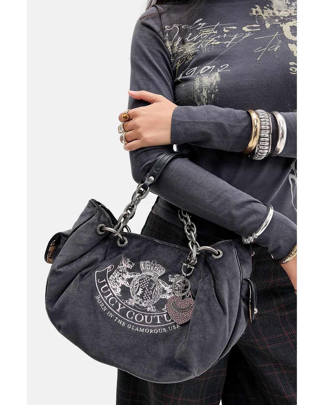 Juicy Couture Gray Chain Handle Daydreamer Large Hobo Bag