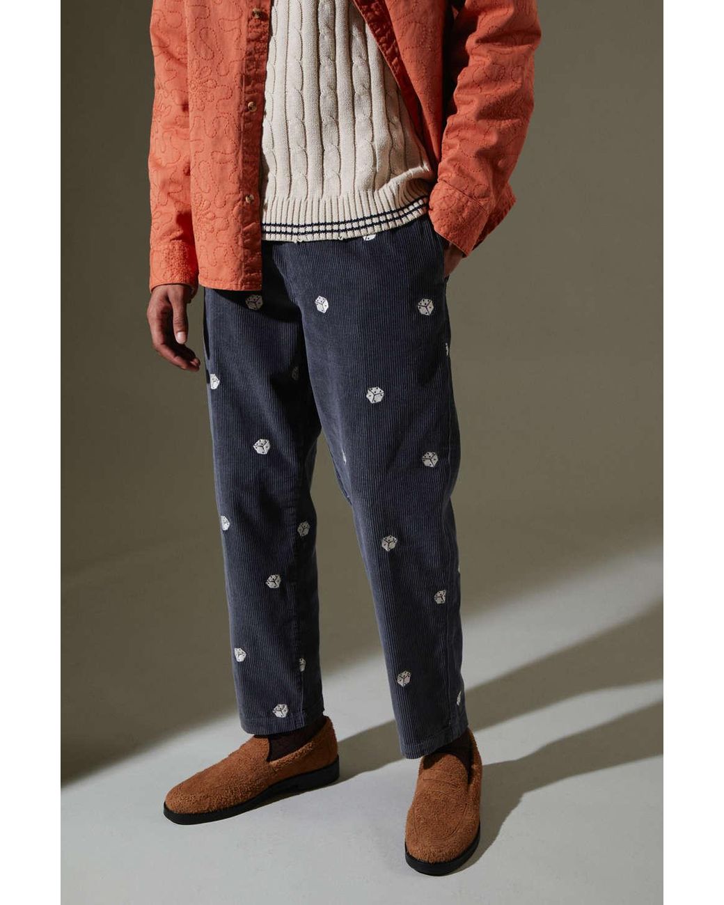 Urban Outfitters Uo Embroidered Corduroy Beach Pant in Black for Men Lyst