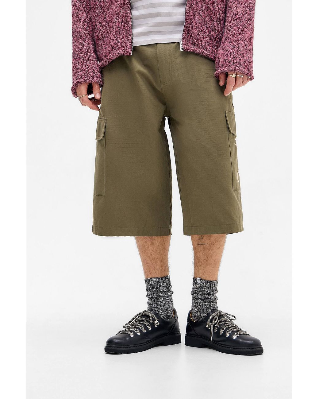 Ed Hardy Uo Exclusive Green Ripstop Cargo Shorts for men