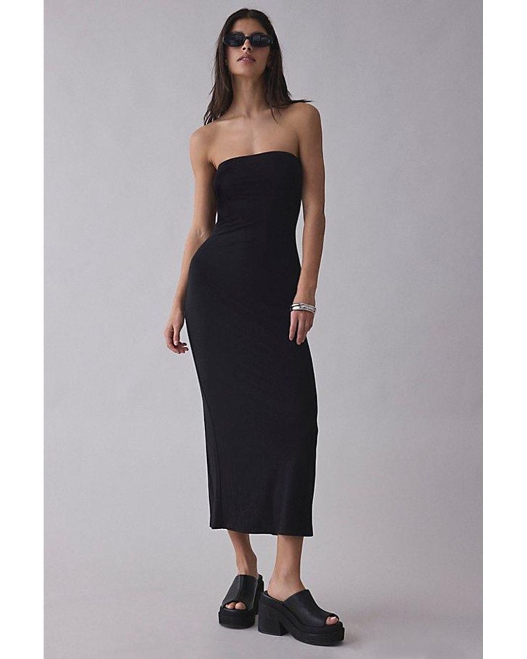 Urban Outfitters Uo Nora Jersey Knit Tube Midi Dress in Black | Lyst