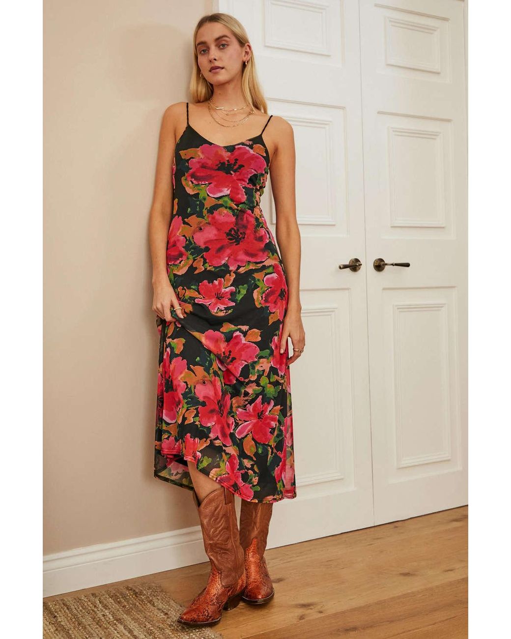 Urban Outfitters Uo Bloom Mesh Maxi Dress in Black | Lyst