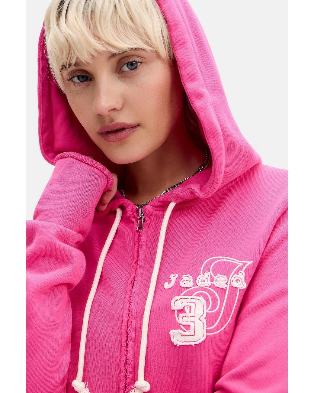 Jaded London Pink Cleo Zip-through Hoodie