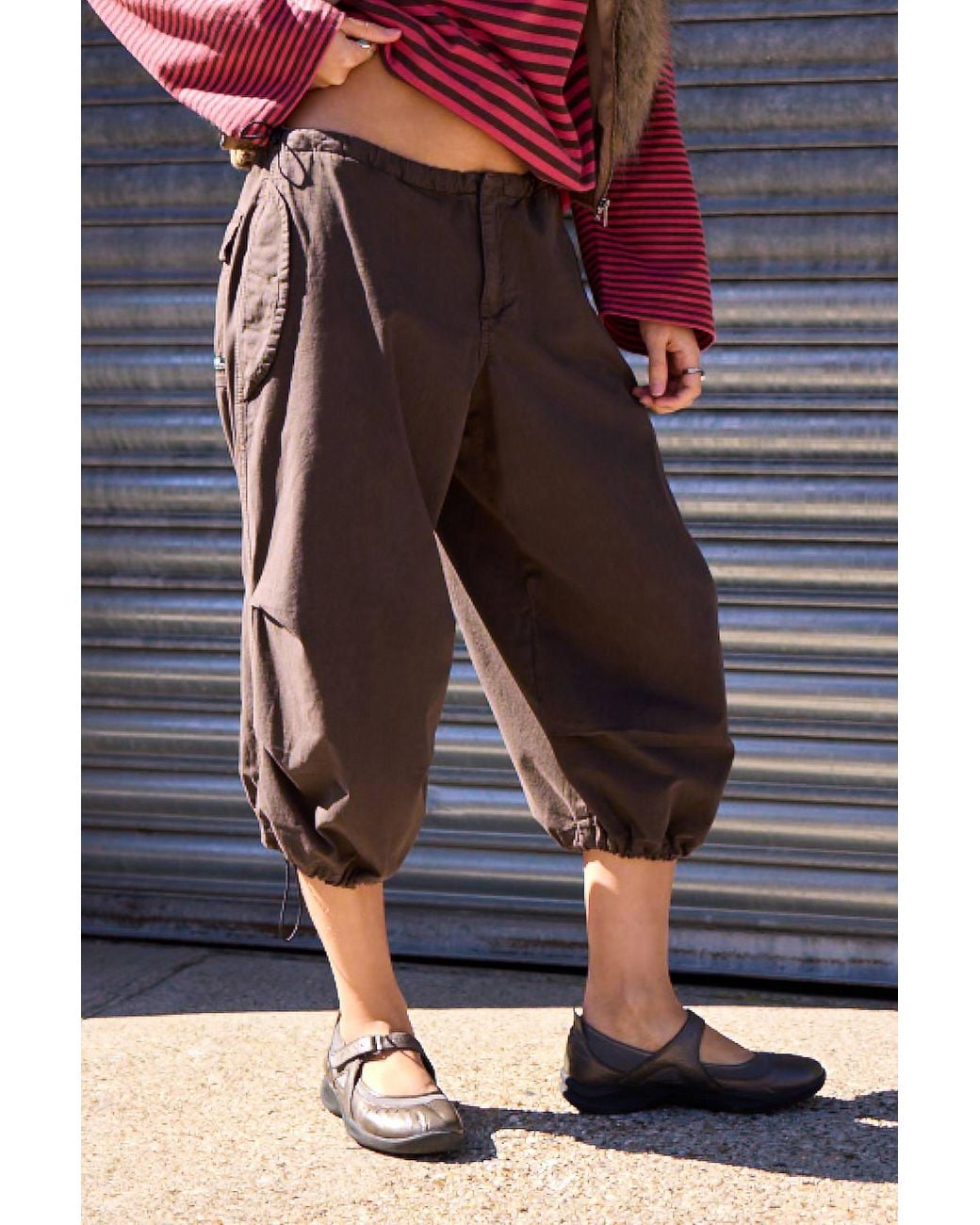 BDG Gray Brown Baggy Tech Crop Trousers