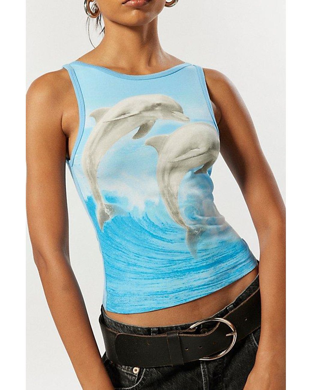 BDG Mercedes Dolphin Boatneck Tank Top in Blue | Lyst