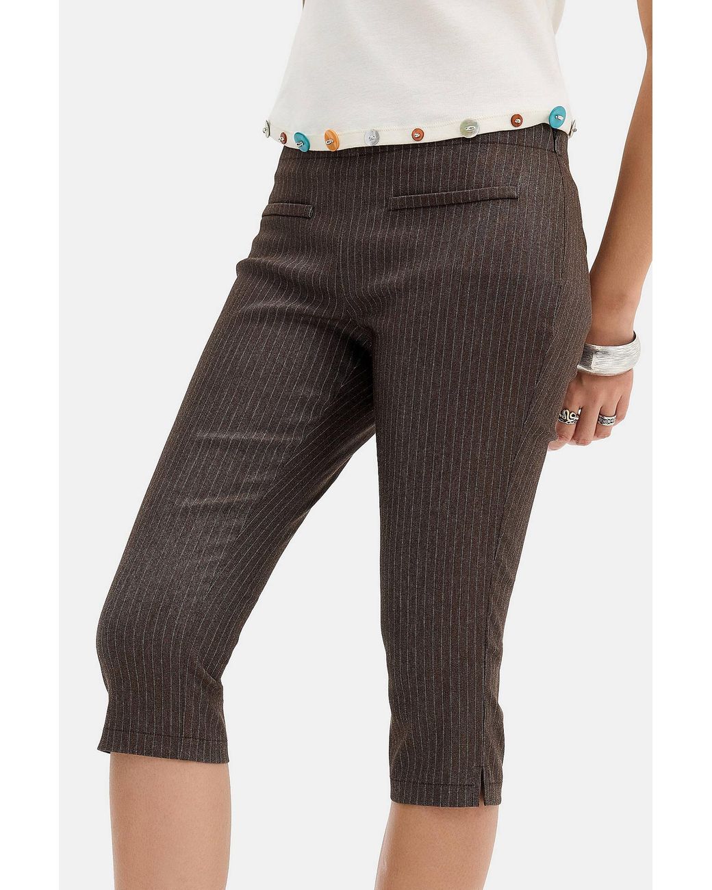 Urban Outfitters Brown Uo Hailey Bengaline Capri Trousers