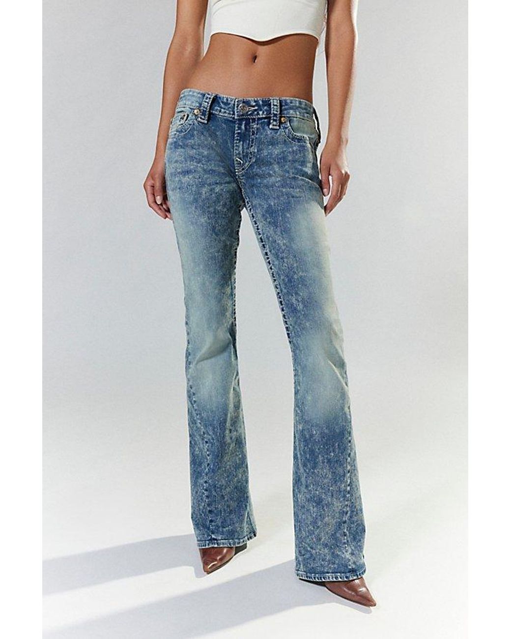 True Religion Joey Big T Vintage Low-Rise Flare Jean in Blue