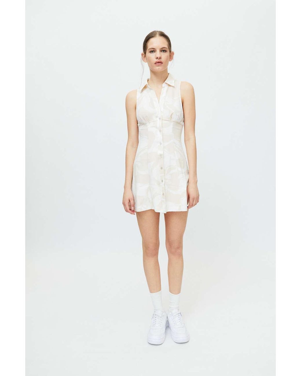 Urban Outfitters Uo Tia Button-front Mini Dress in White | Lyst