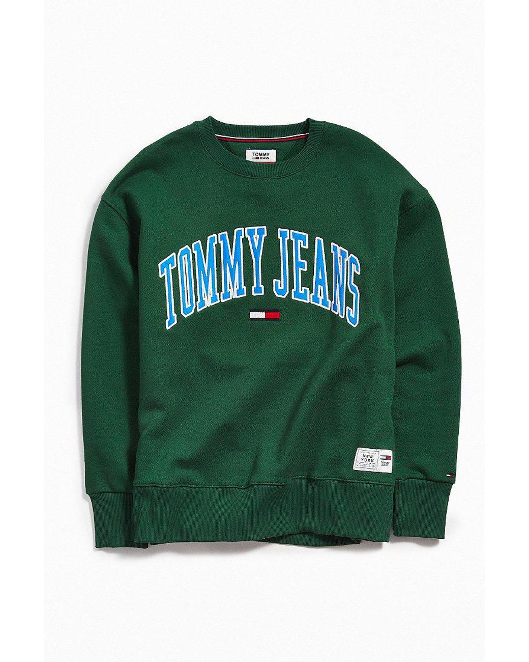 Tommy Hilfiger Denim Tommy Jeans Collegiate Crew Neck Sweatshirt in Green  for Men | Lyst