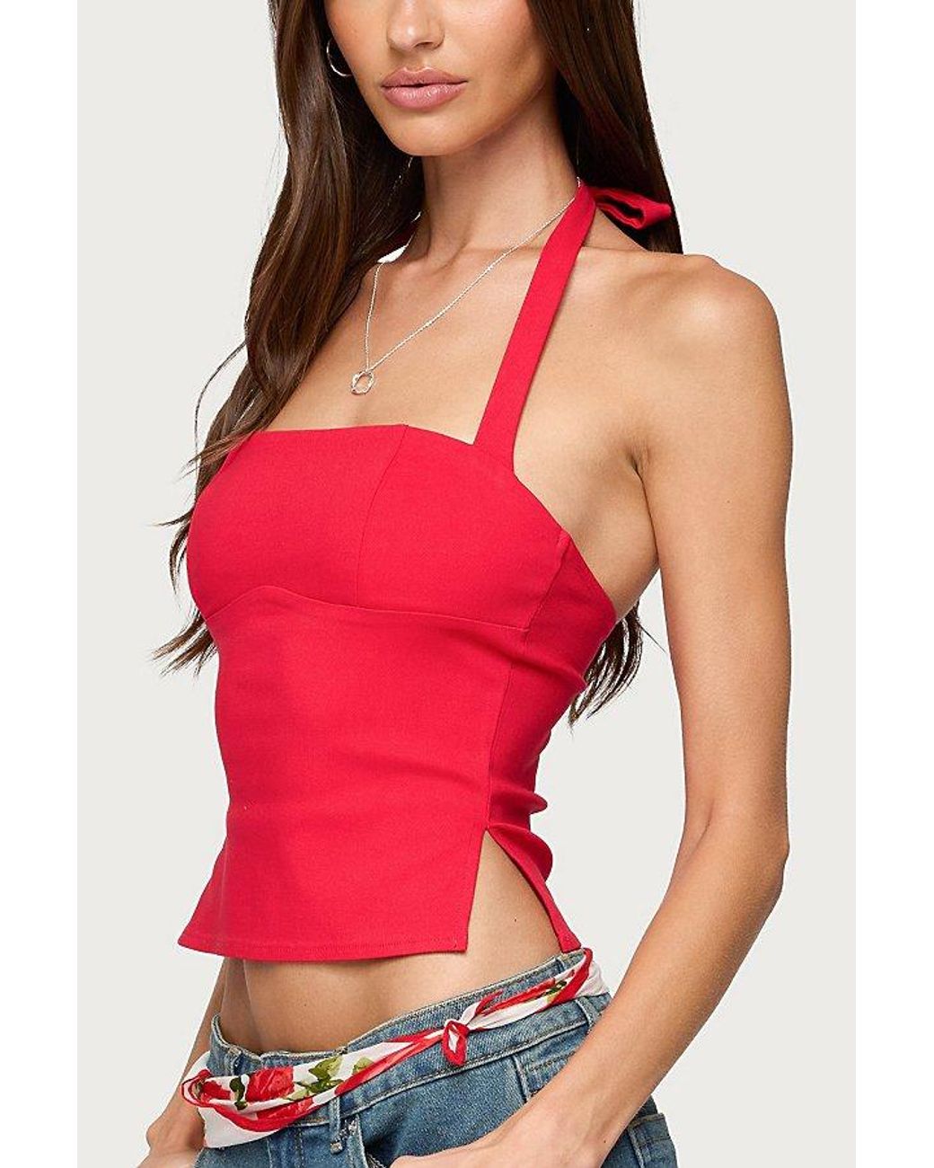 Edikted Red Dara Halter Top