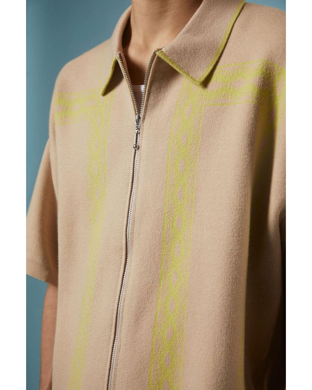 Urban Outfitters Uo Jacquard Relaxed Zip Polo Shirt for Men | Lyst