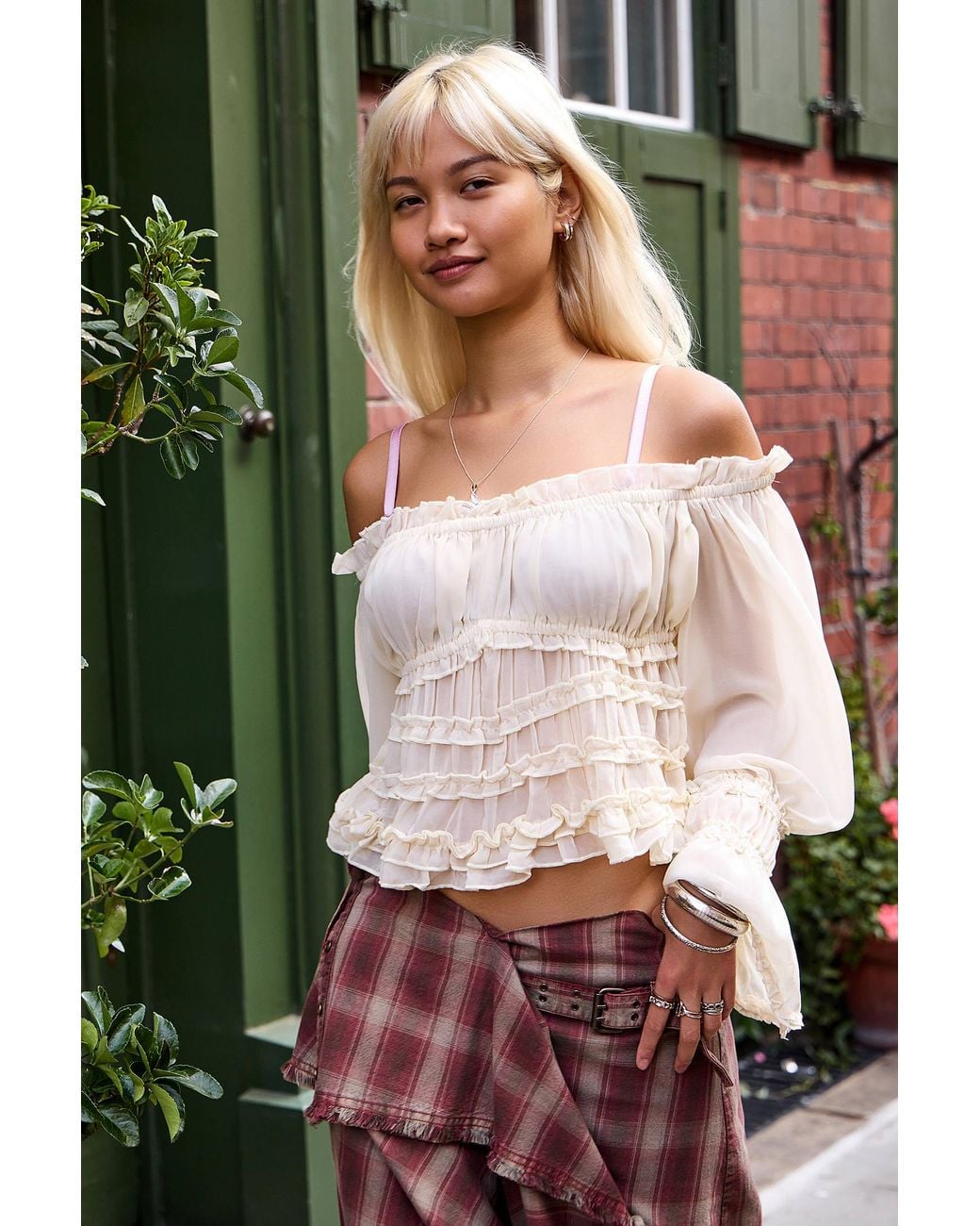 Kimchi Blue White Lovergirl Long Sleeve Blouse