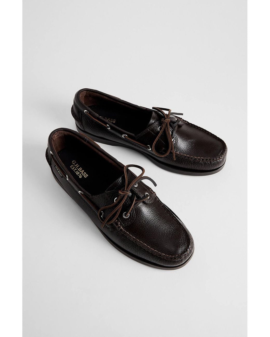 G.H.BASS Black G. H. Bass G. H Bass Dark Brown Textured Boat Shoes for men