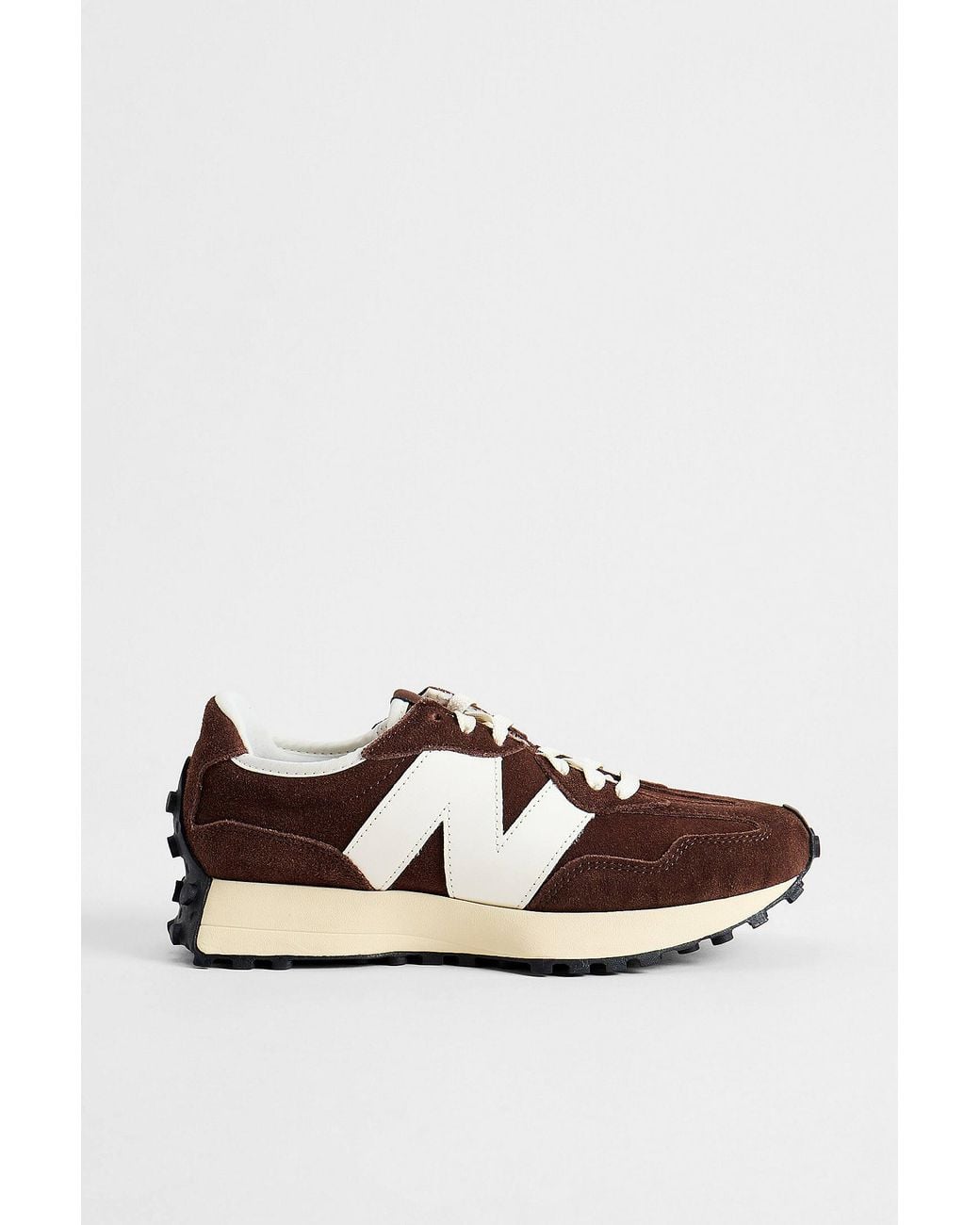 New Balance Brown & White 327 Trainers