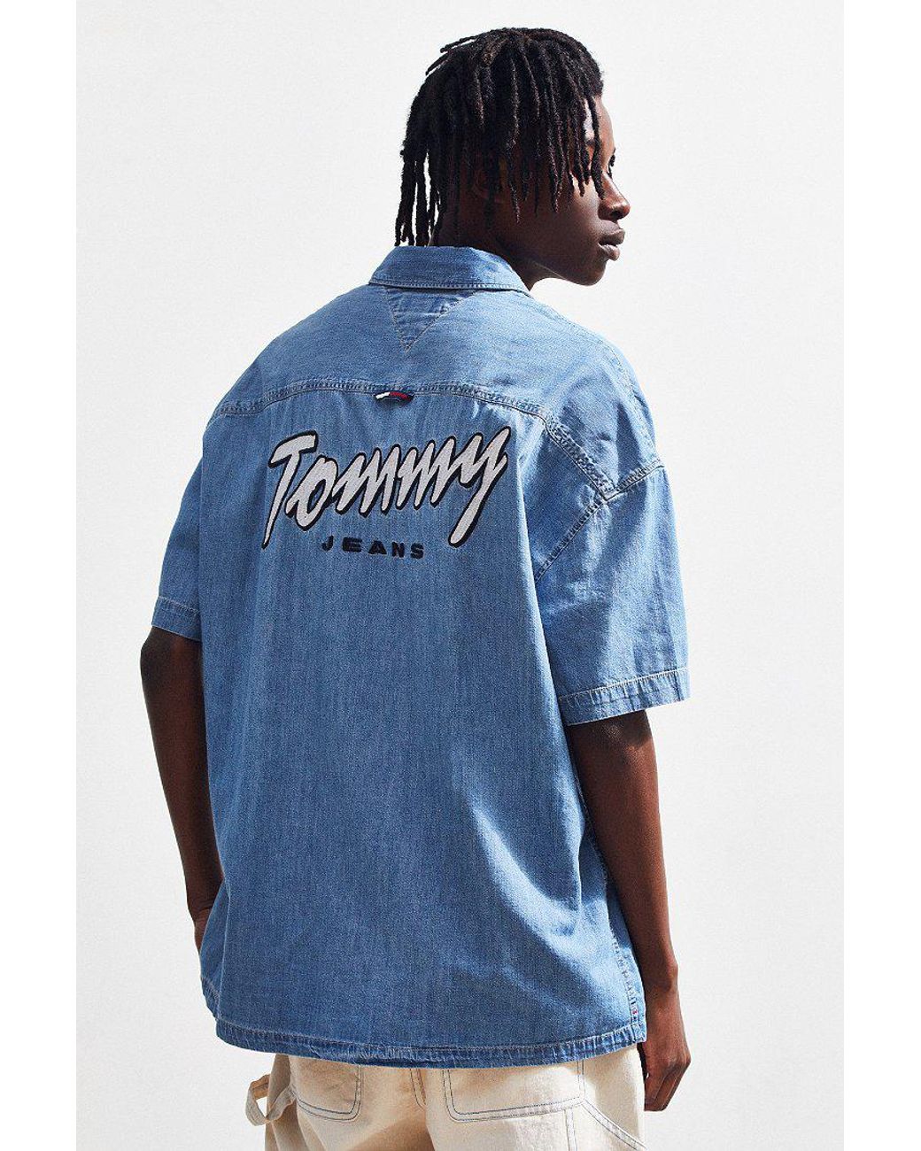 Tommy Hilfiger Tommy Jeans Summer Denim Short Sleeve Button-down Shirt in  Indigo (Blue) for Men | Lyst