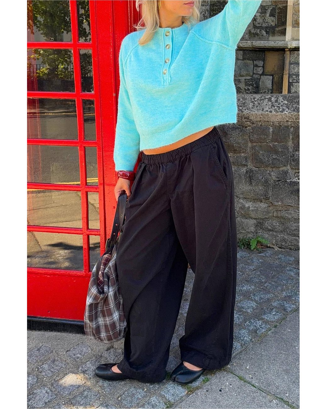 BDG Blue Black Bobbi Baggy Cocoon Trousers