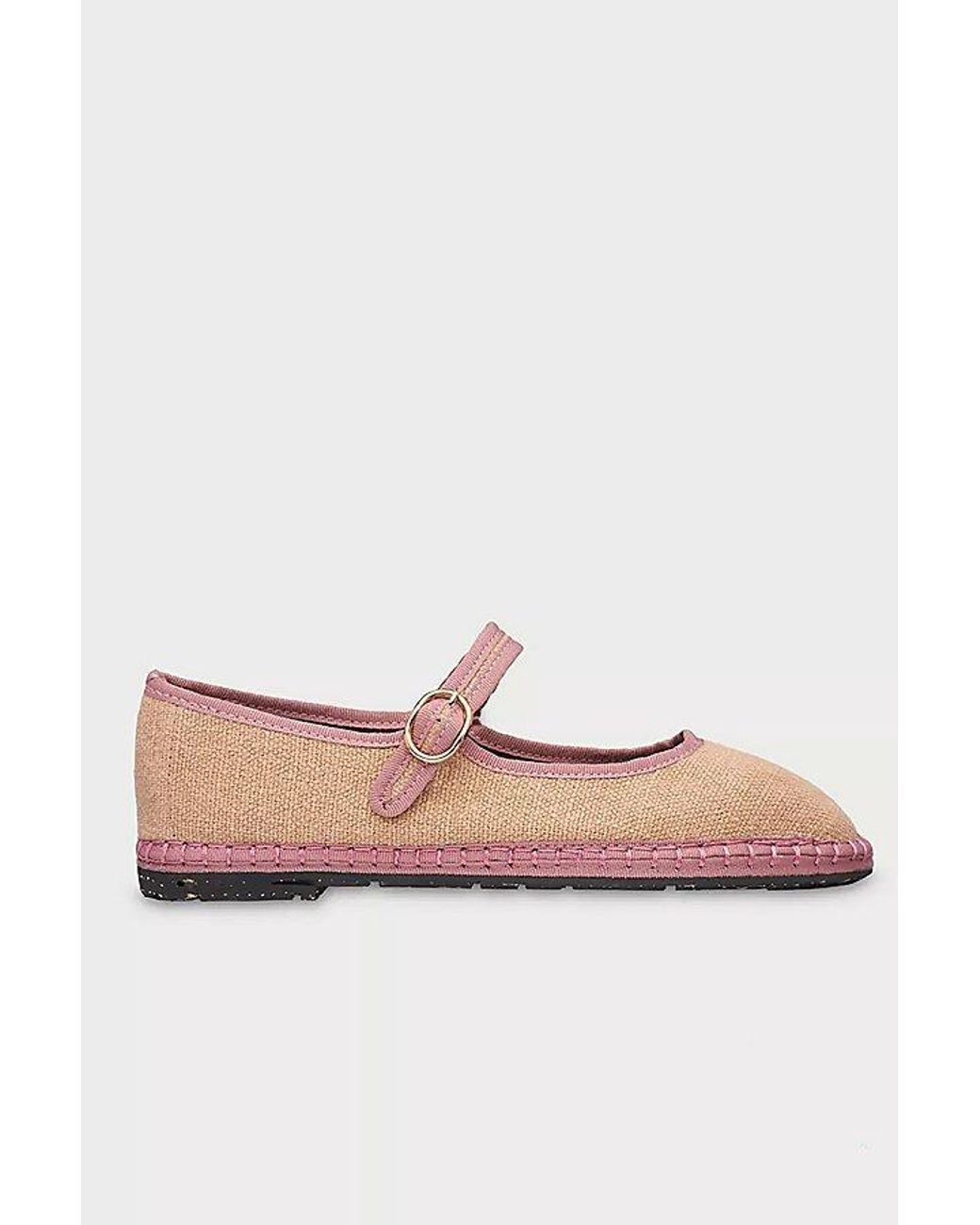 Flabelus White Dora Linen Mary Jane Flat