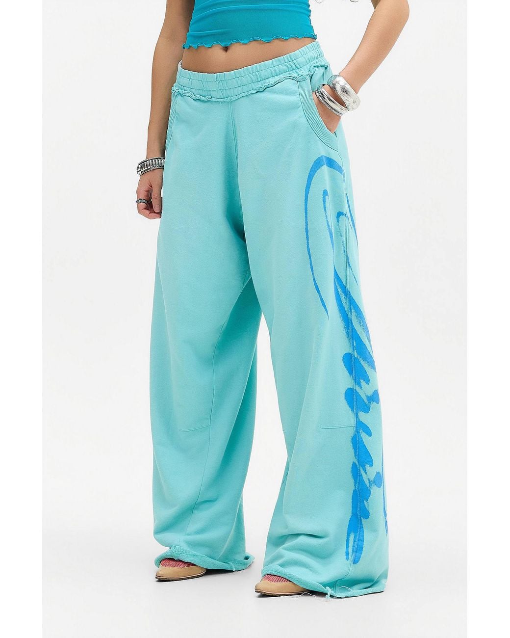 Jaded London Blue Divine Airbrush Wide Leg Joggers